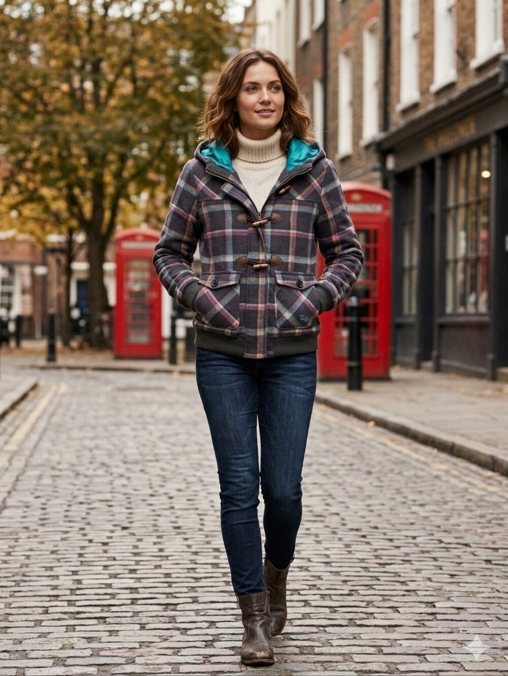 BILLABONG Y2K Wool Blend Hooded Plaid Jacket - Size L